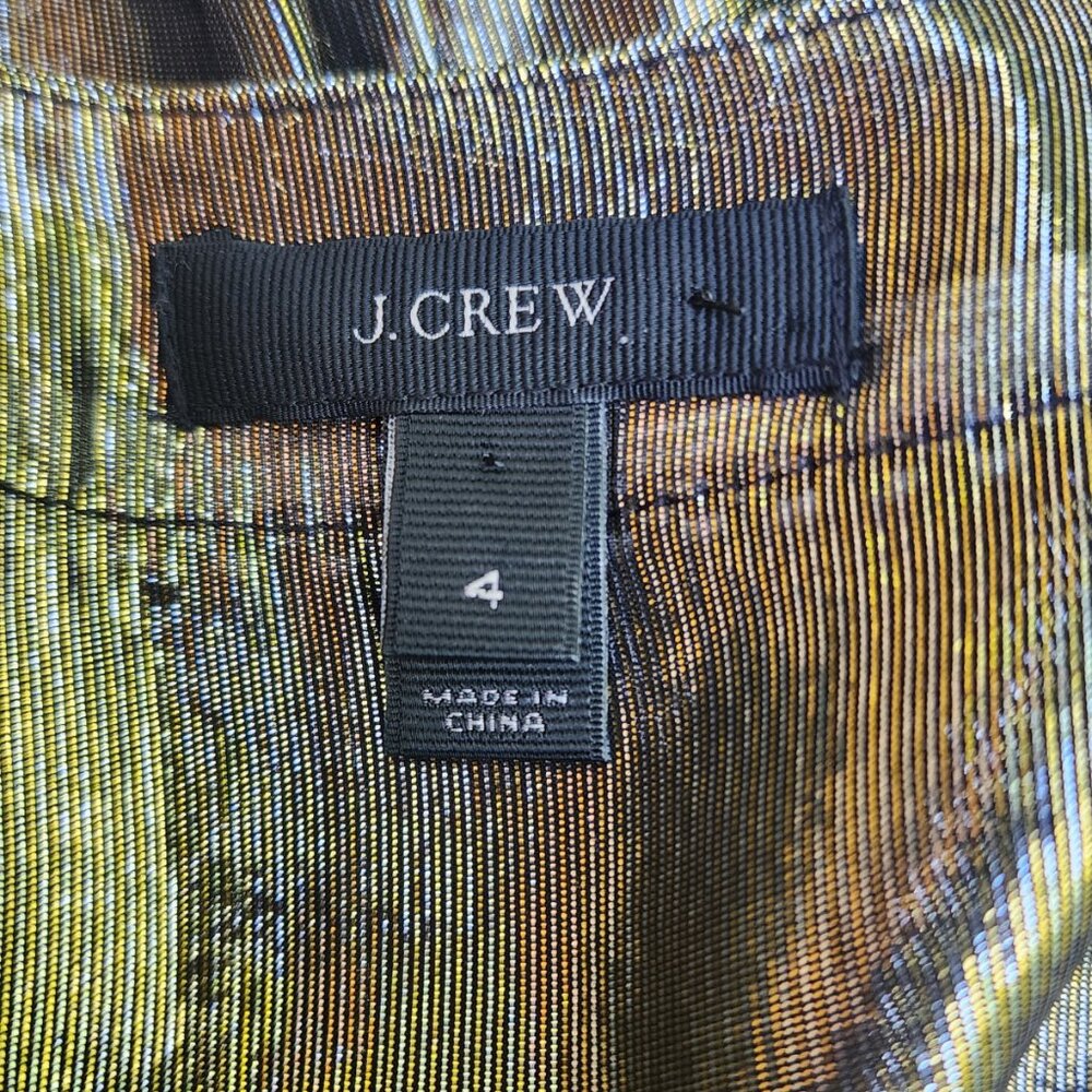 J Crew Black Label Metallic Gold Silk Blend Tunic Blouse, size 4 - Picture 10 of 11